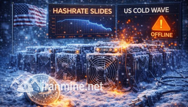 نزول شدید هش‌ریت بیت کوین به دلیل طوفان یخی در آمریکا | ایران ماین