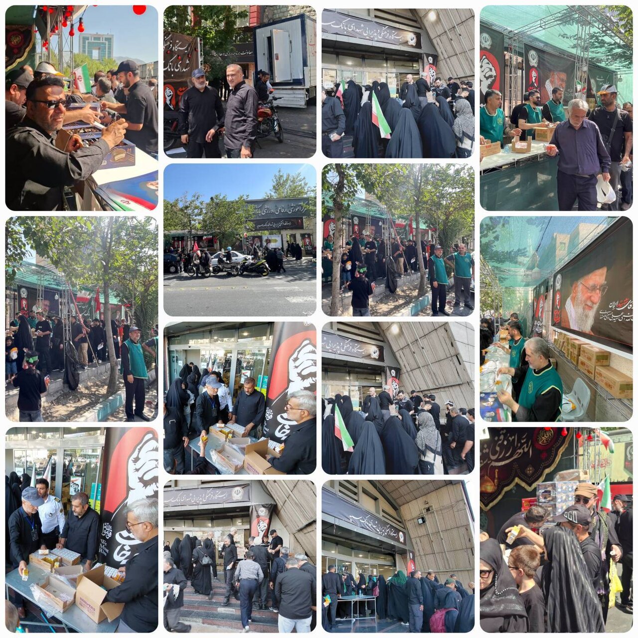 بالا رفتن موکب های بانک سپه در مراسم تشییع پیکر مطهر رهبر شهید امت به ۱۴ موکب
